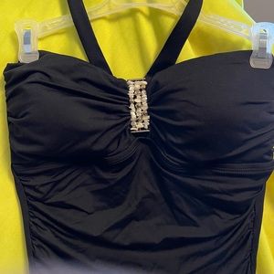 Chaps one piece black bathing suit never worn